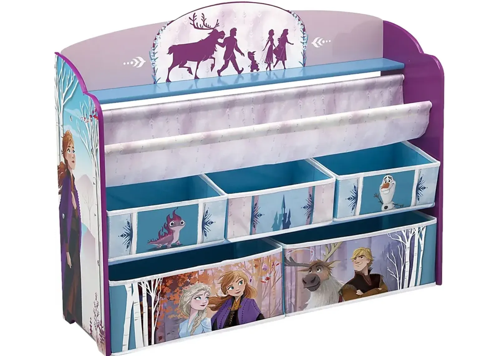 Kids Disney Frozen II Lilac Bookcase and Toy Organizer