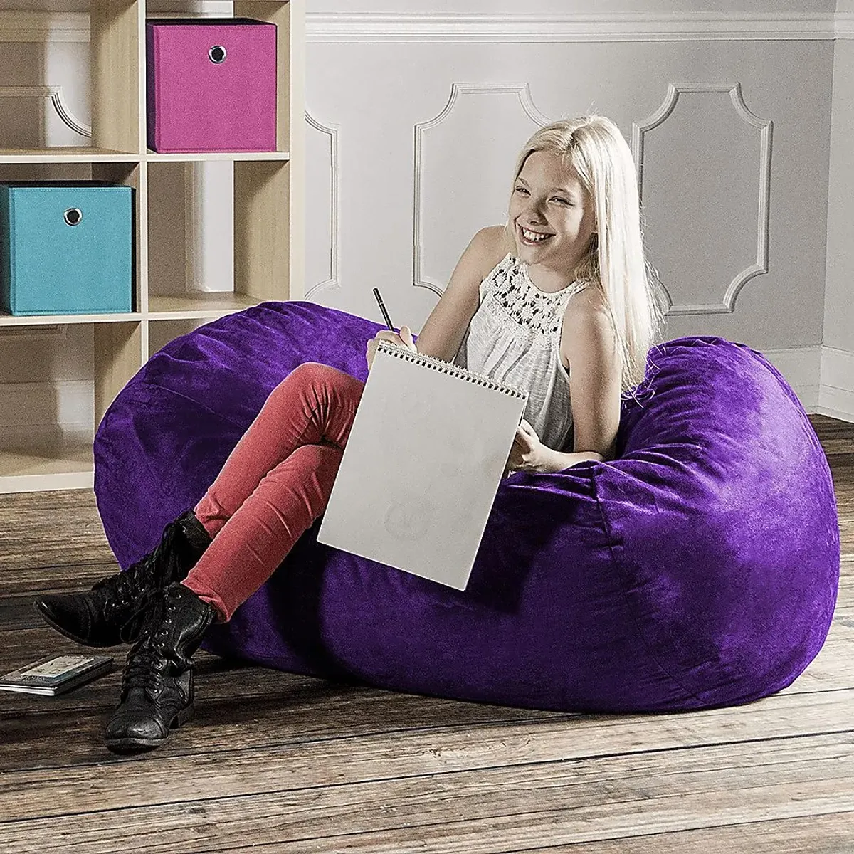 Kids Bexley Purple Bean Bag Chair