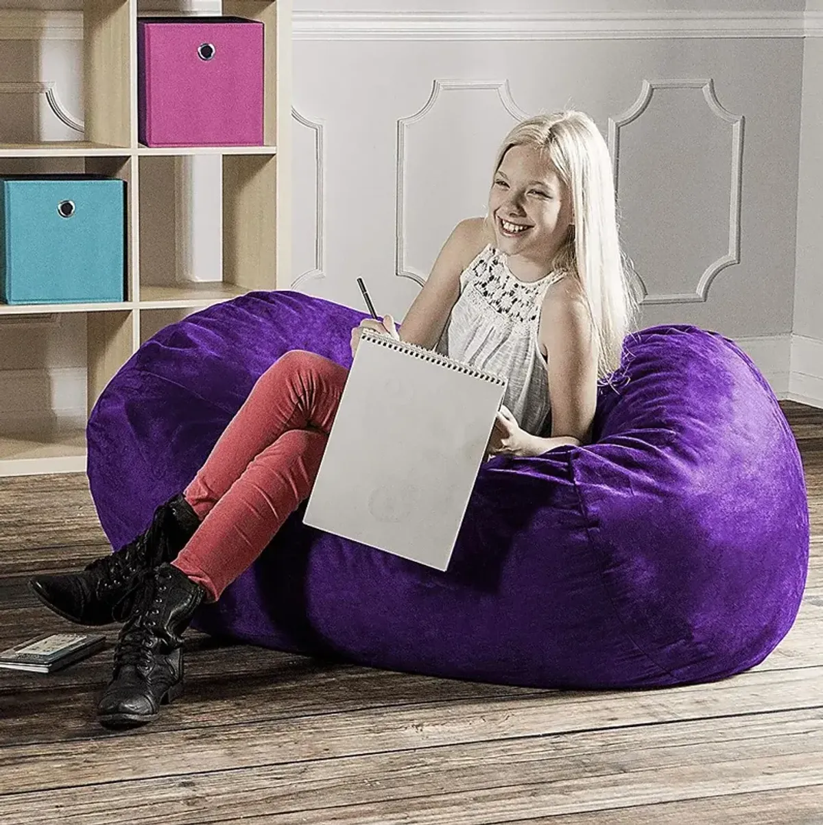 Kids Bexley Purple Bean Bag Chair