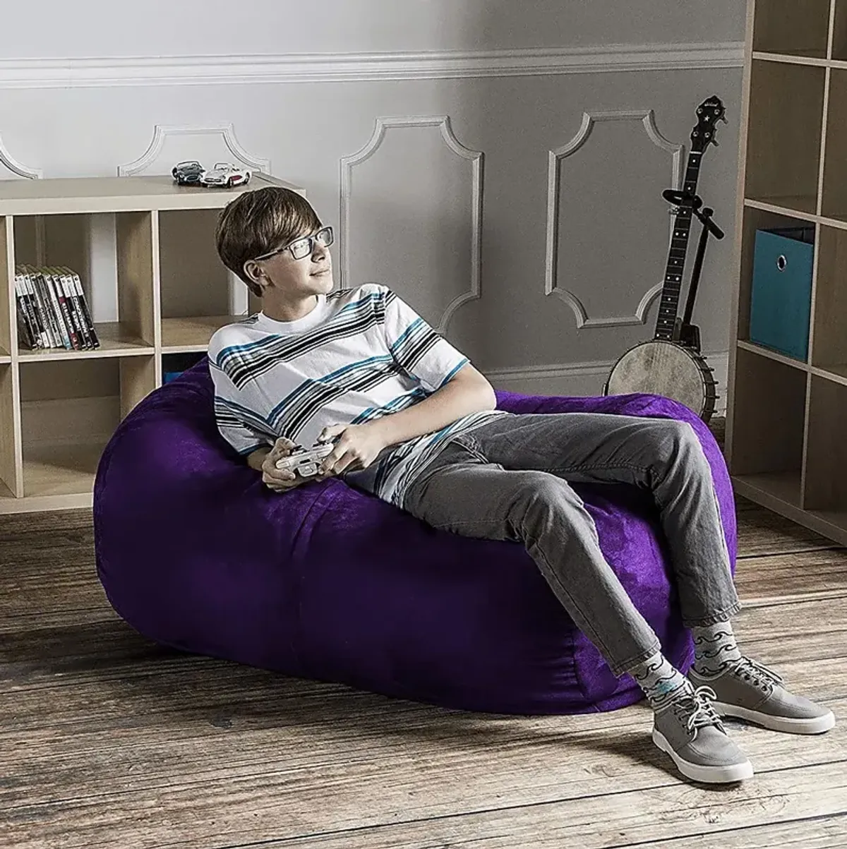 Kids Bexley Purple Bean Bag Chair