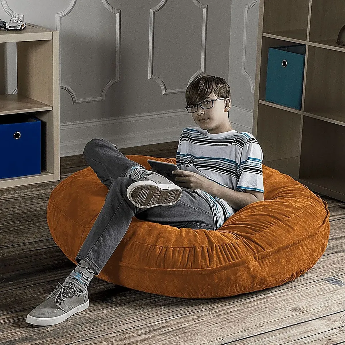 Kids Calix Orange Bean Bag Chair