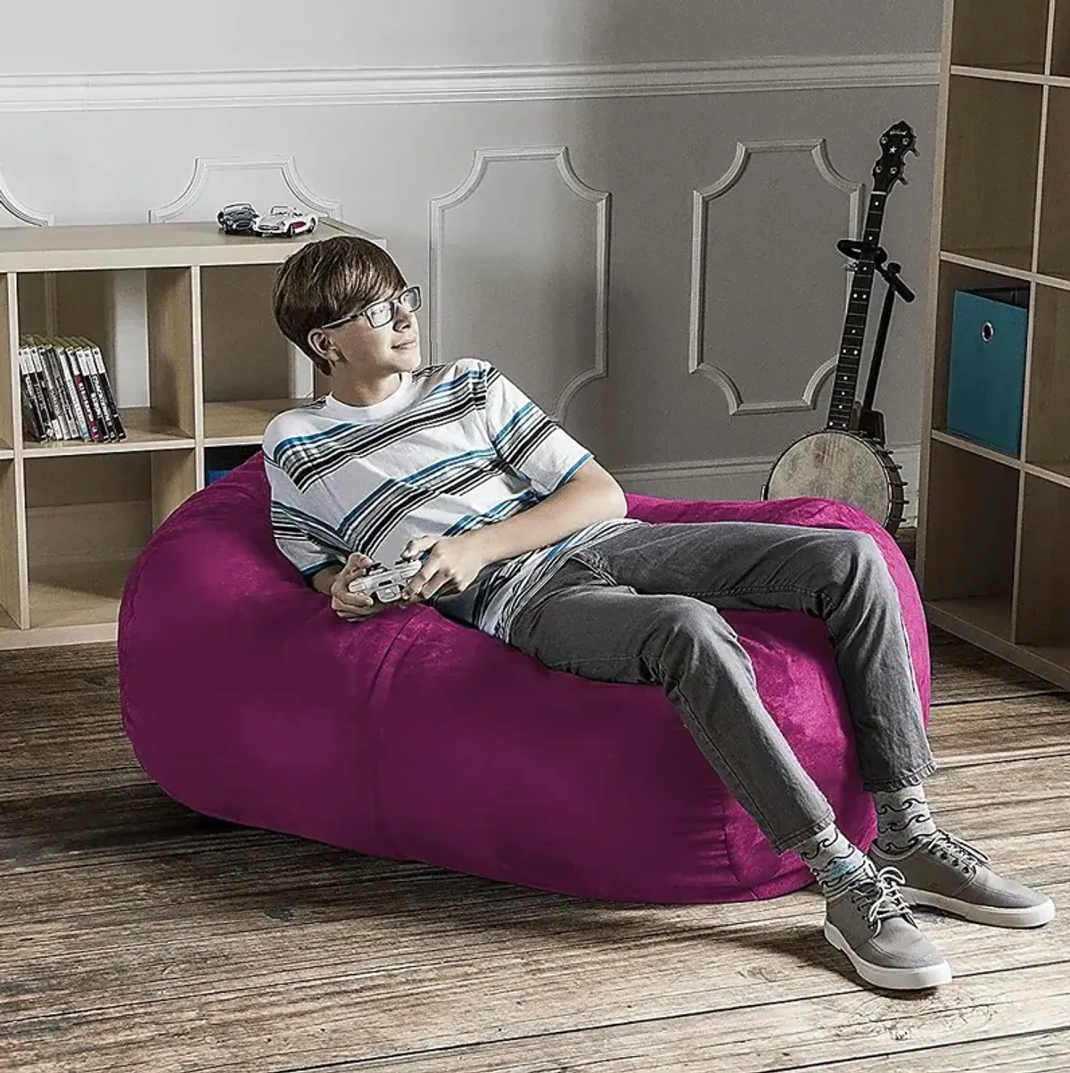 Kids Bexley Fuchsia Bean Bag Chair