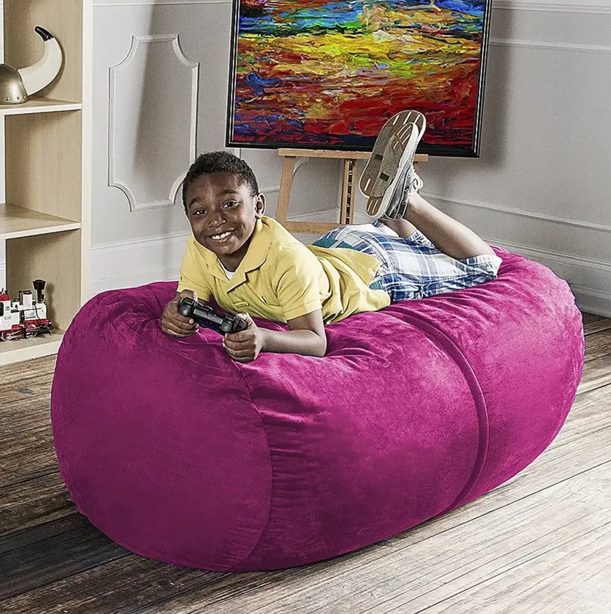 Kids Bexley Fuchsia Bean Bag Chair