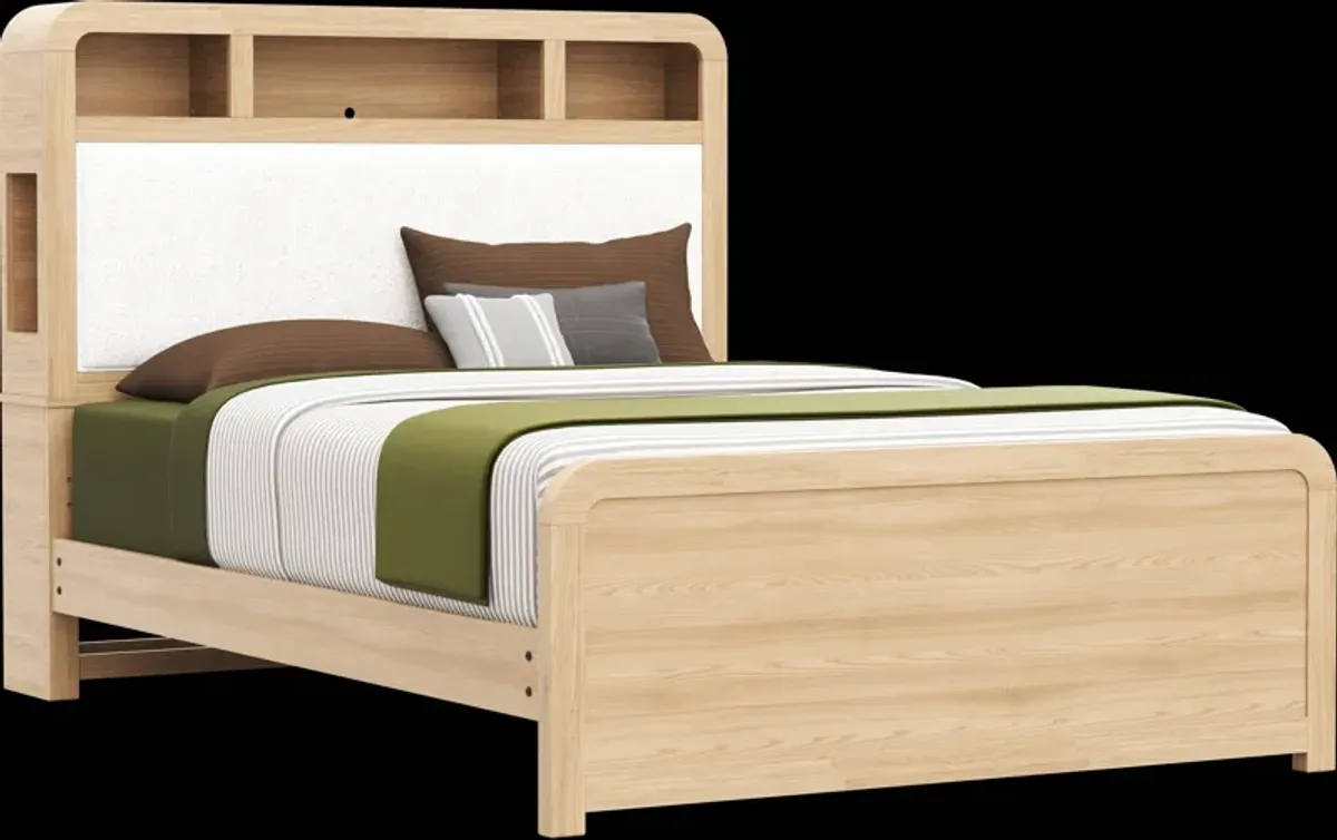 Kids Hidden Hills Light Oak Queen Bookcase Bed