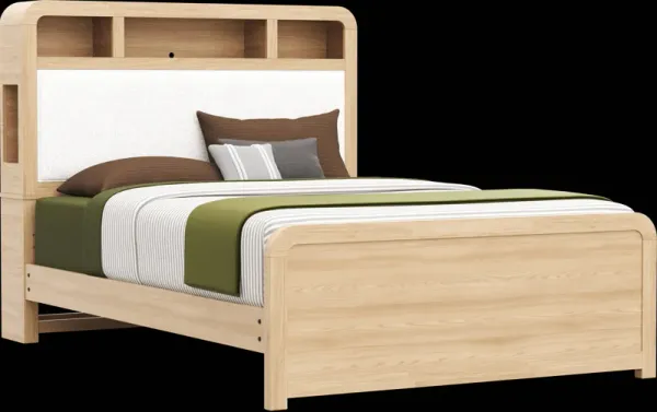 Kids Hidden Hills Light Oak Queen Bookcase Bed