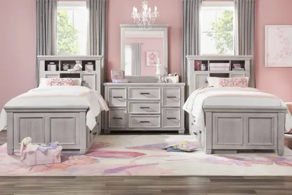 Kids Canyon Lake Ash Gray Twin Bookcase Bedroom