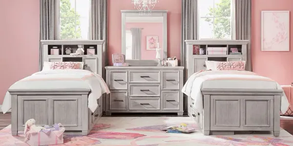 Kids Canyon Lake Ash Gray Twin Bookcase Bedroom