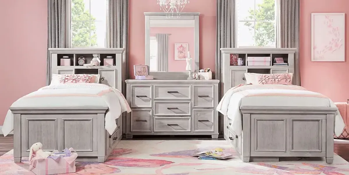 Kids Canyon Lake Ash Gray 8 Pc Twin Bookcase Bedroom