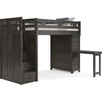 Kids Creekside 2.0 Charcoal Twin Step Loft with Loft Chest and Desk Attachment