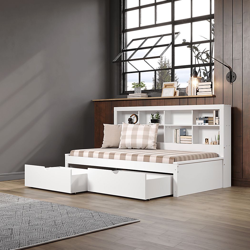 Kids Murifield White Twin Daybed with Storage