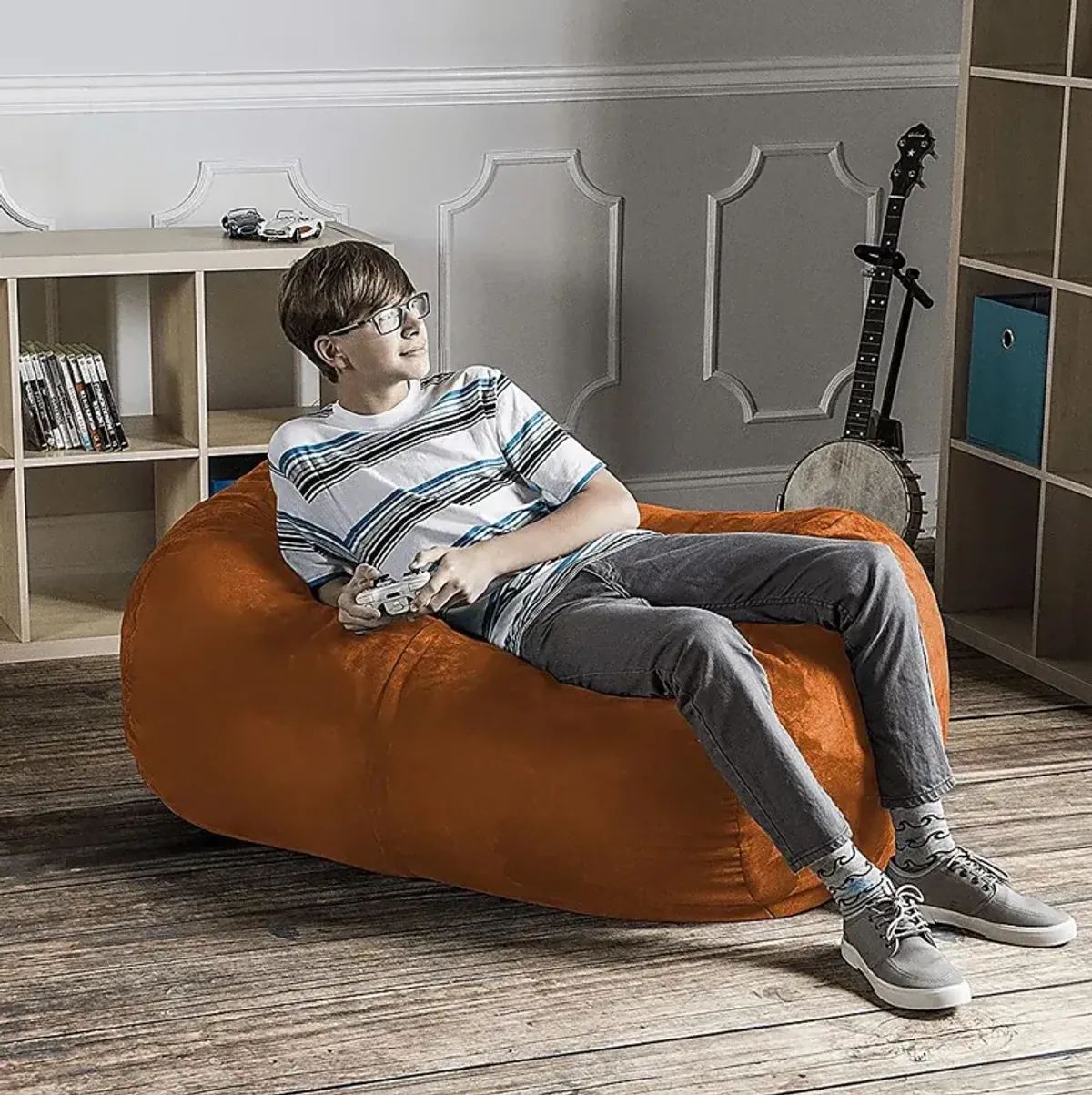 Kids Bexley Orange Bean Bag Chair