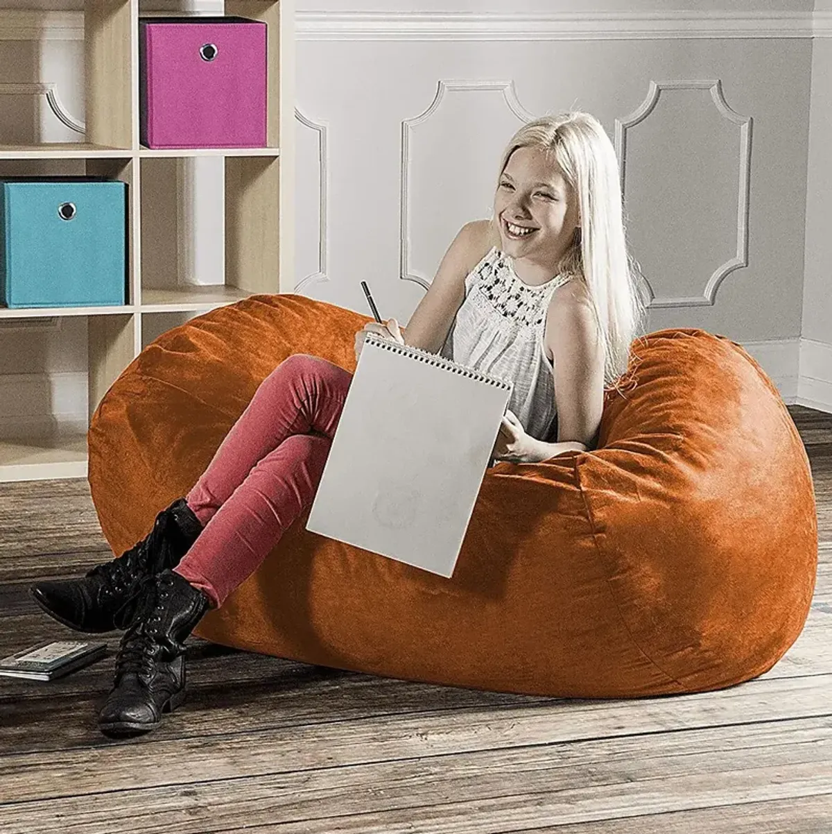 Kids Bexley Orange Bean Bag Chair