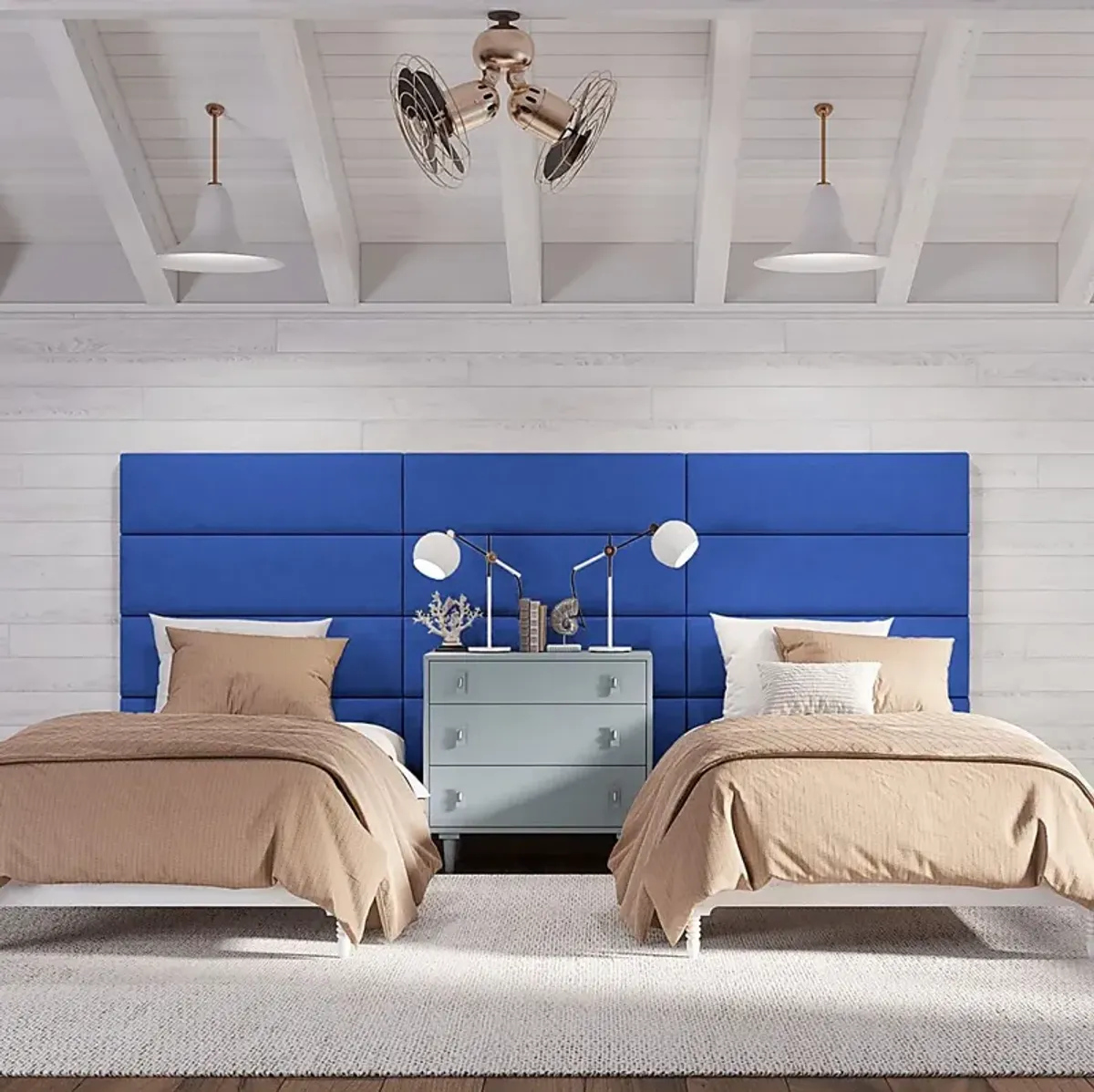 Kids Burkett Blue Full/Queen Headboard Panel, Set of 4