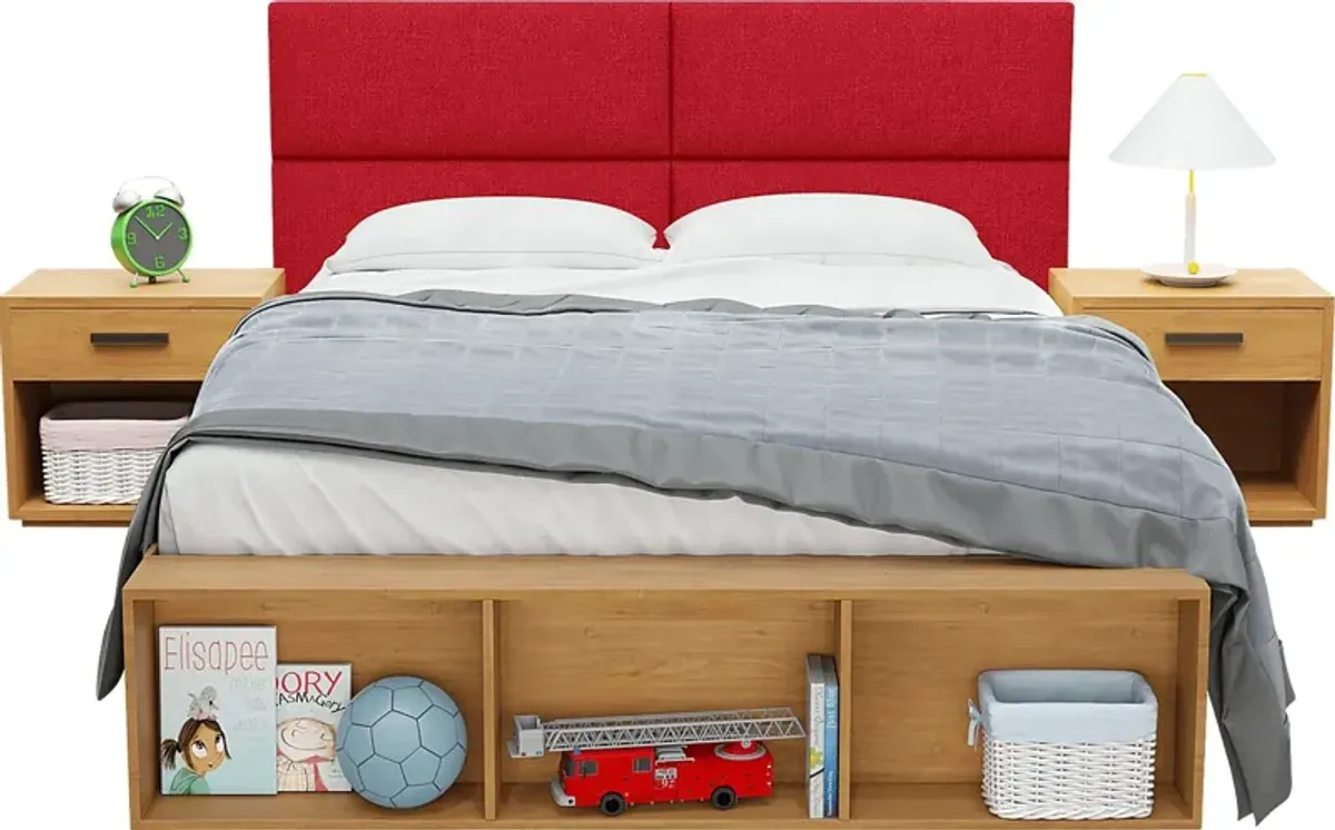 Kids Burkett Red Twin Headboard Panel, Set of 4