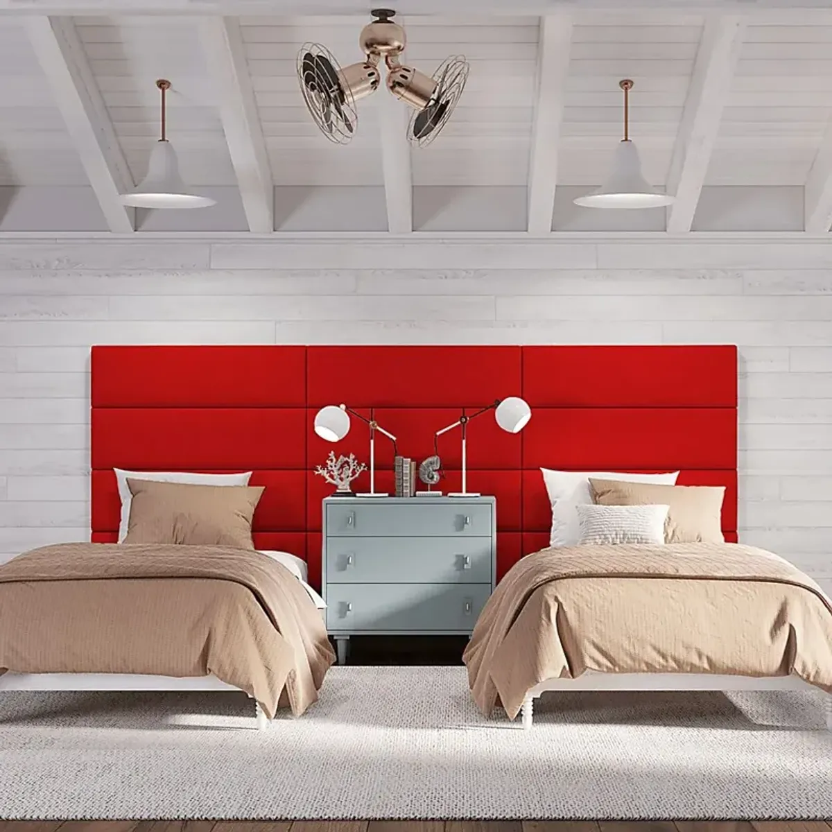 Kids Burkett Red Twin Headboard Panel, Set of 4