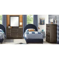 Kids Canyon Lake Java 5 Pc Bedroom with Moonstone Navy Full Upholstered Bed
