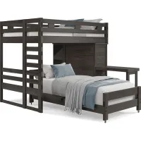 Kids Creekside 2.0 Charcoal Full/Twin Loft with Loft Chest, Bookcase and Desk Attachment