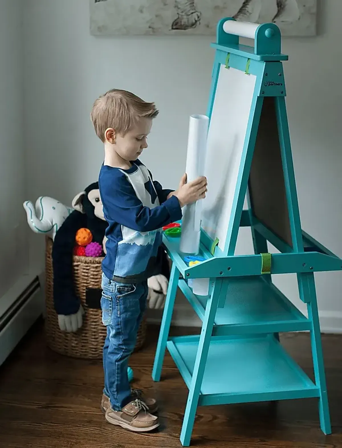 Little Partners Turquoise Deluxe Learn and Play Art Center Easel