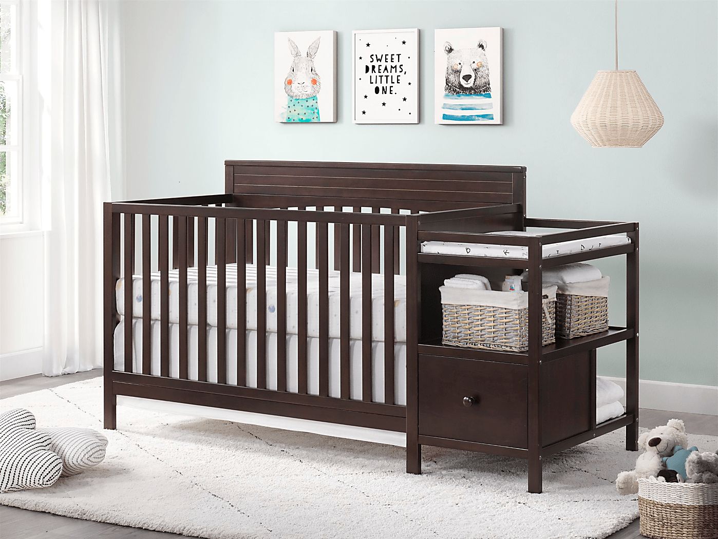 Listmore Espresso Convertible Crib and Changing Table