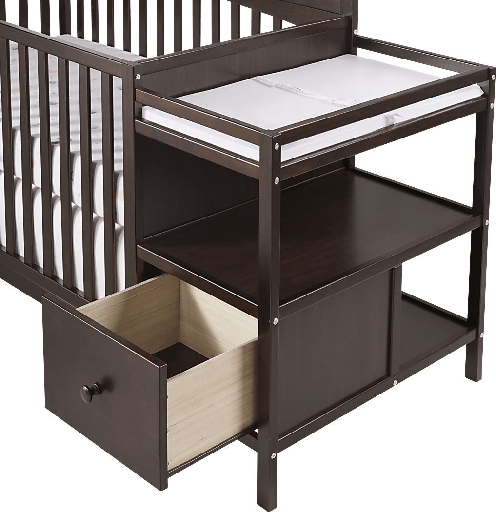 Listmore Espresso Convertible Crib and Changing Table