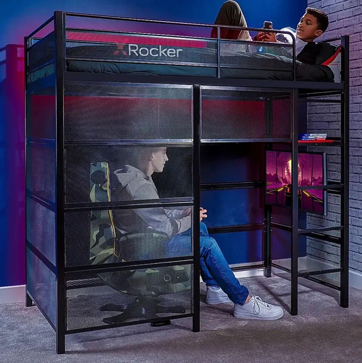 Kids In The Zone Black Gaming Bunk Bed