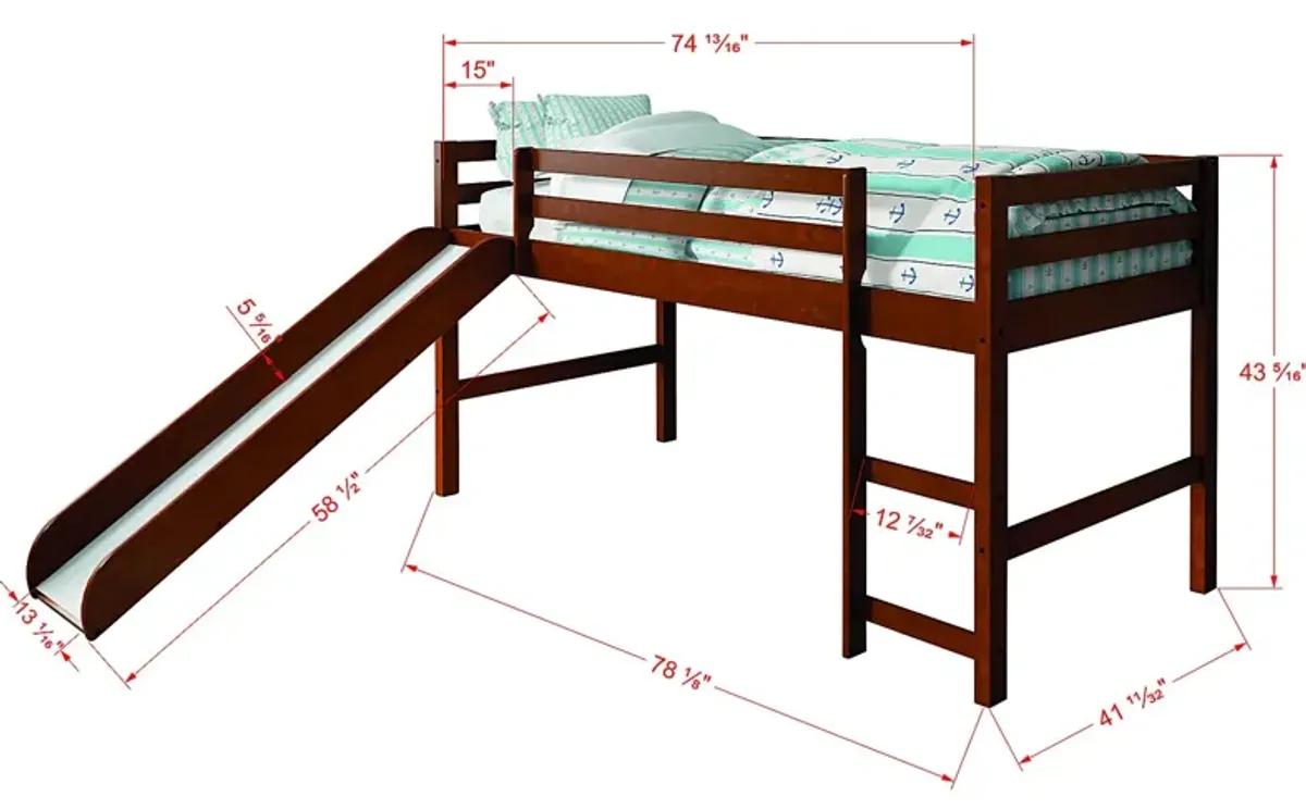 Kids Parman Espresso Twin Loft Bed