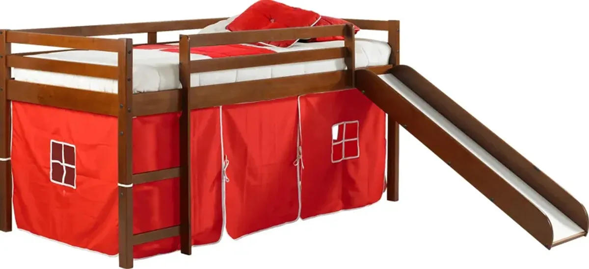 Kids Geuda Red Twin Tent Loft Bed