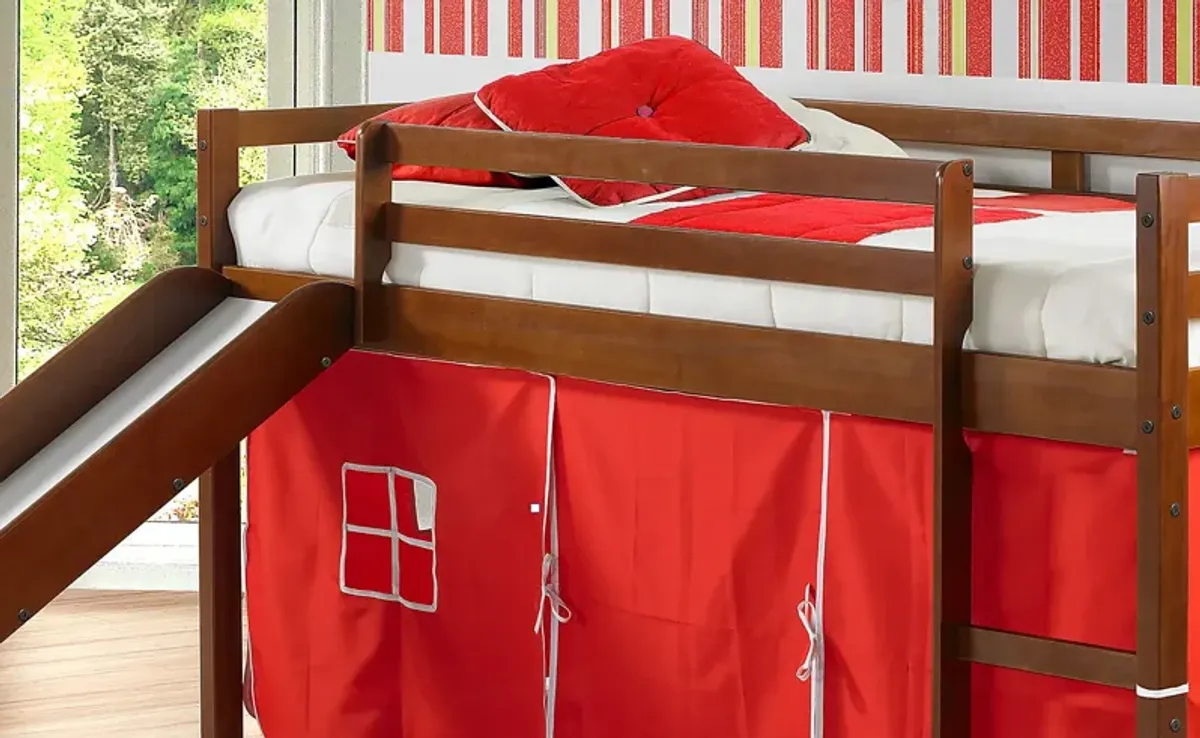 Kids Geuda Red Twin Tent Loft Bed