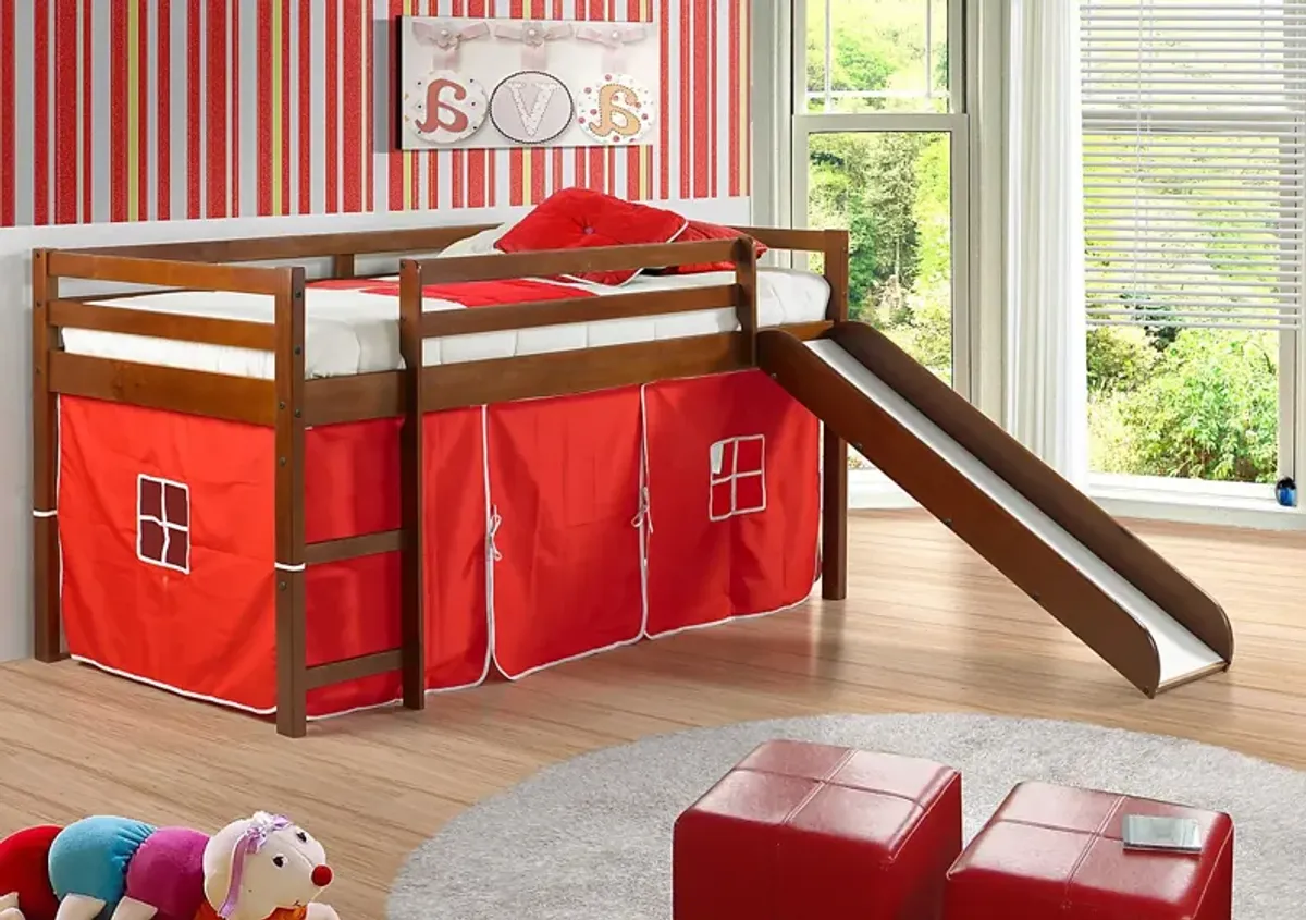 Kids Geuda Red Twin Tent Loft Bed