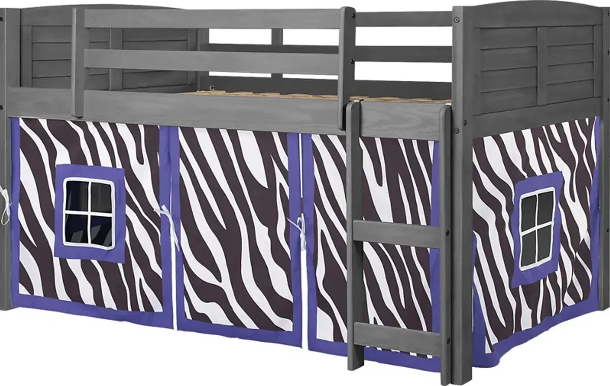 Kids Beland Gray Purple Twin Tent Loft Bed