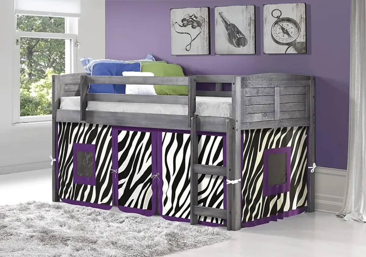 Kids Beland Gray Purple Twin Tent Loft Bed