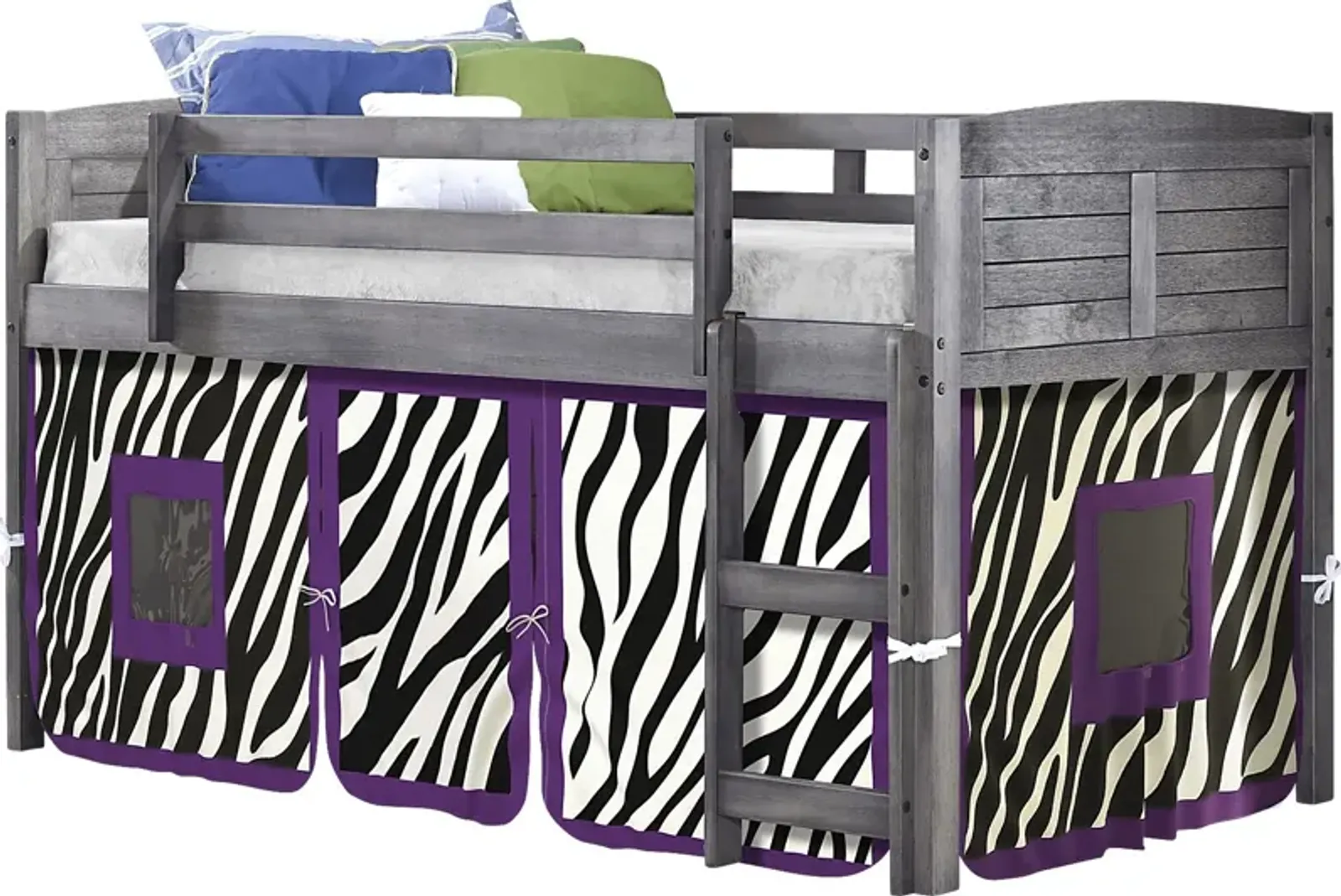 Kids Beland Gray Purple Twin Tent Loft Bed