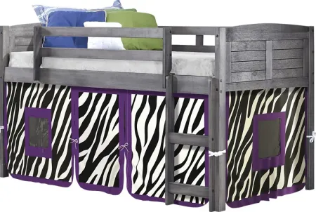 Kids Beland Gray Purple Twin Tent Loft Bed