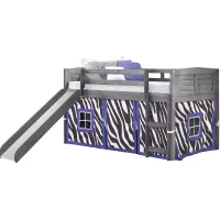 Kids Belleteau Gray Purple Twin Tent Loft Bed