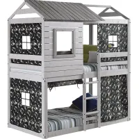 Kids Caely Camo Twin/Twin Gray Bunk Bed