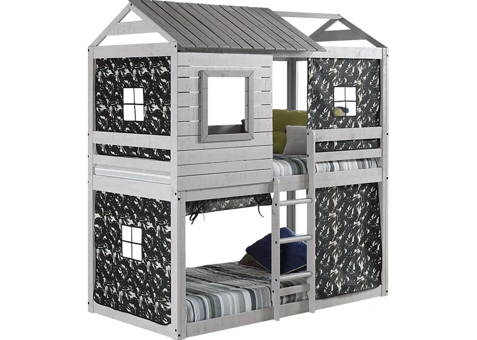 Kids Caely Camo Twin/Twin Gray Bunk Bed