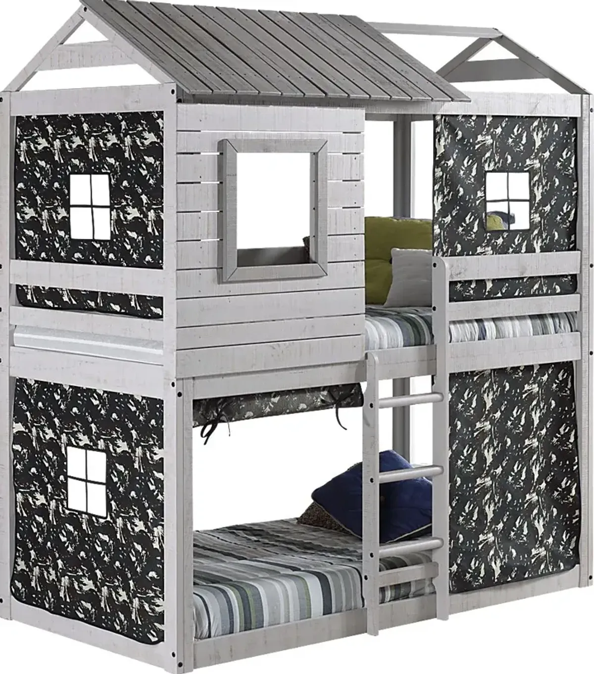 Kids Caely Camo Twin/Twin Gray Bunk Bed