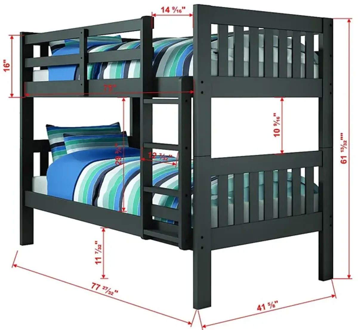 Dashill Gray Twin/Twin Bunk Bed