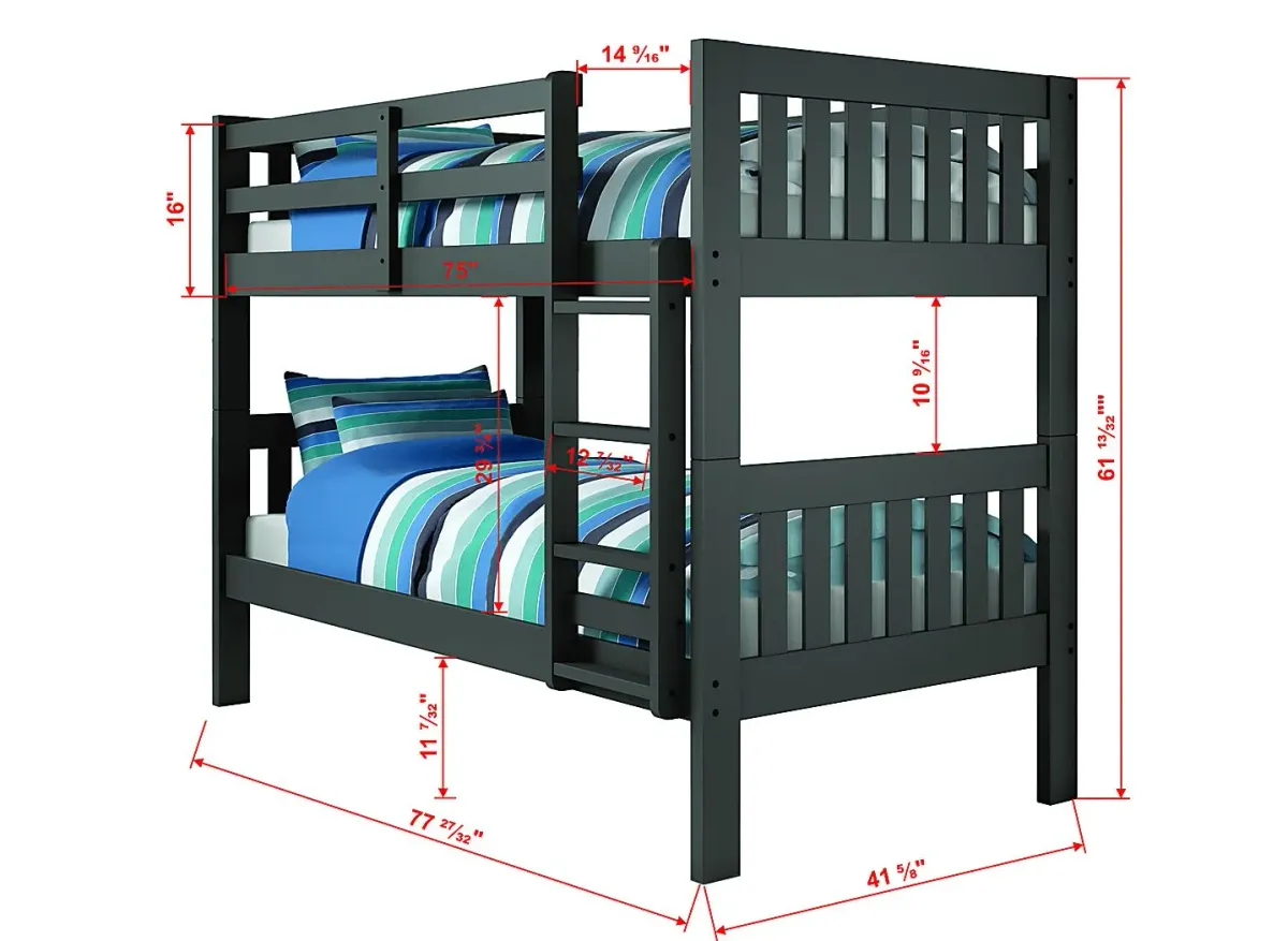 Dashill Gray Twin/Twin Bunk Bed with Storage Drawers