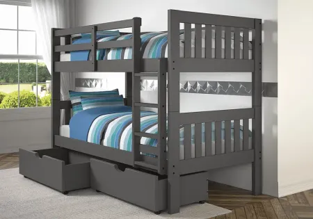 Dashill Gray Twin/Twin Bunk Bed with Storage Drawers