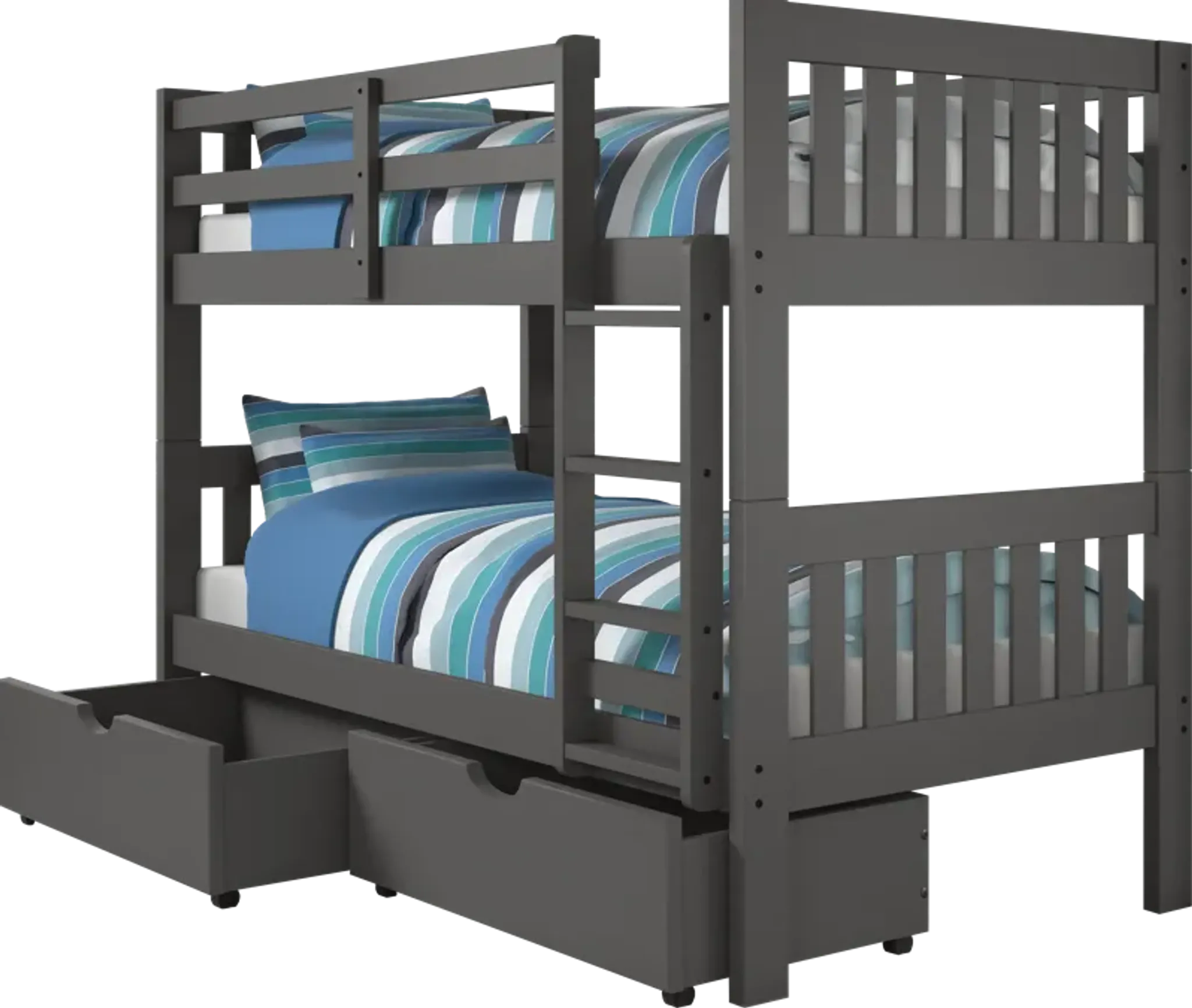 Dashill Gray Twin/Twin Bunk Bed with Storage Drawers | Furniture.com
