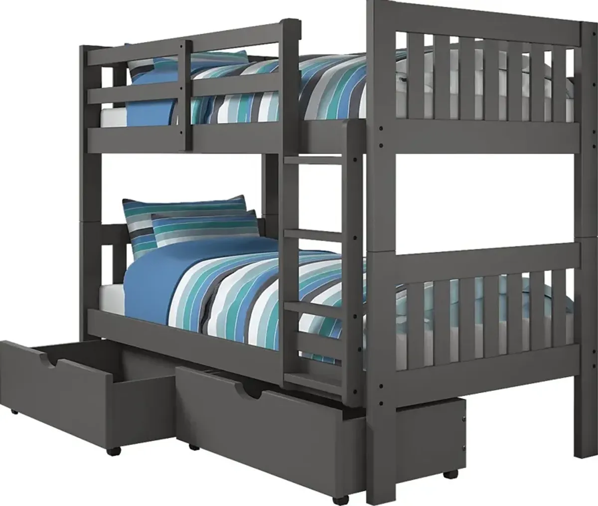 Dashill Gray Twin/Twin Bunk Bed with Storage Drawers