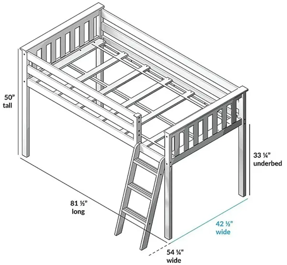 Kids Zahava Gray Twin Low Loft Bed