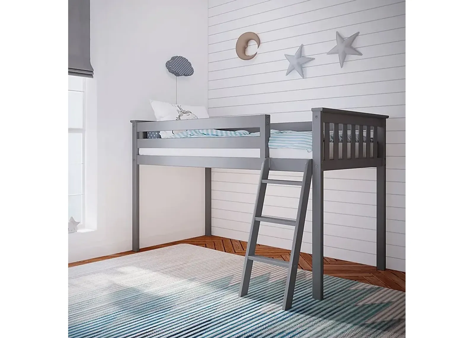 Kids Zahava Gray Twin Low Loft Bed