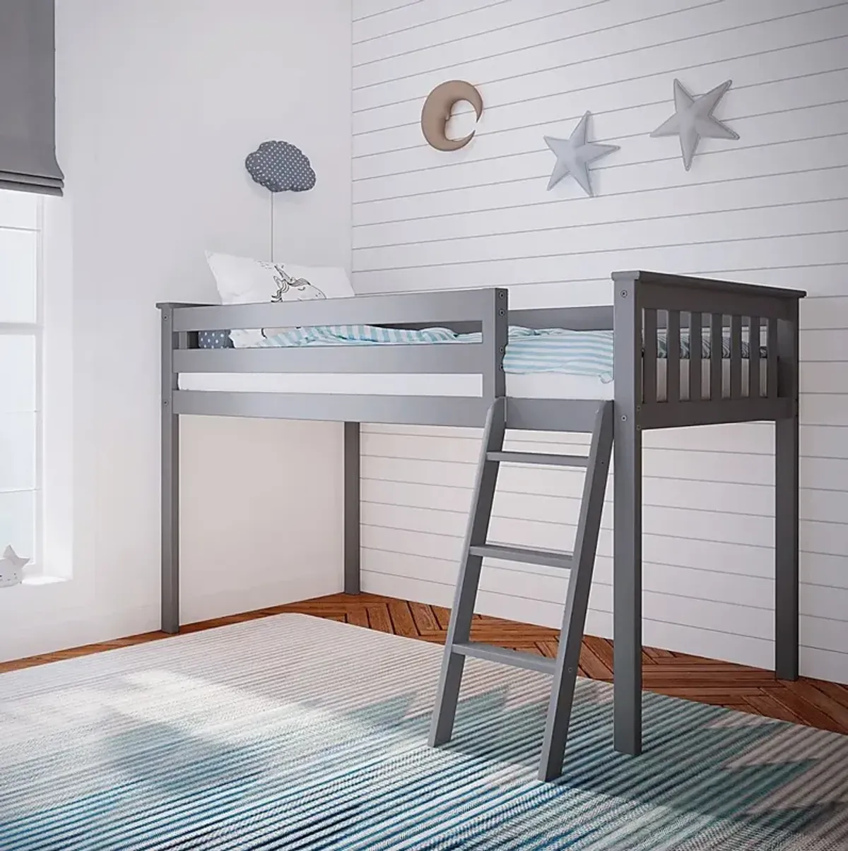 Kids Zahava Gray Twin Low Loft Bed