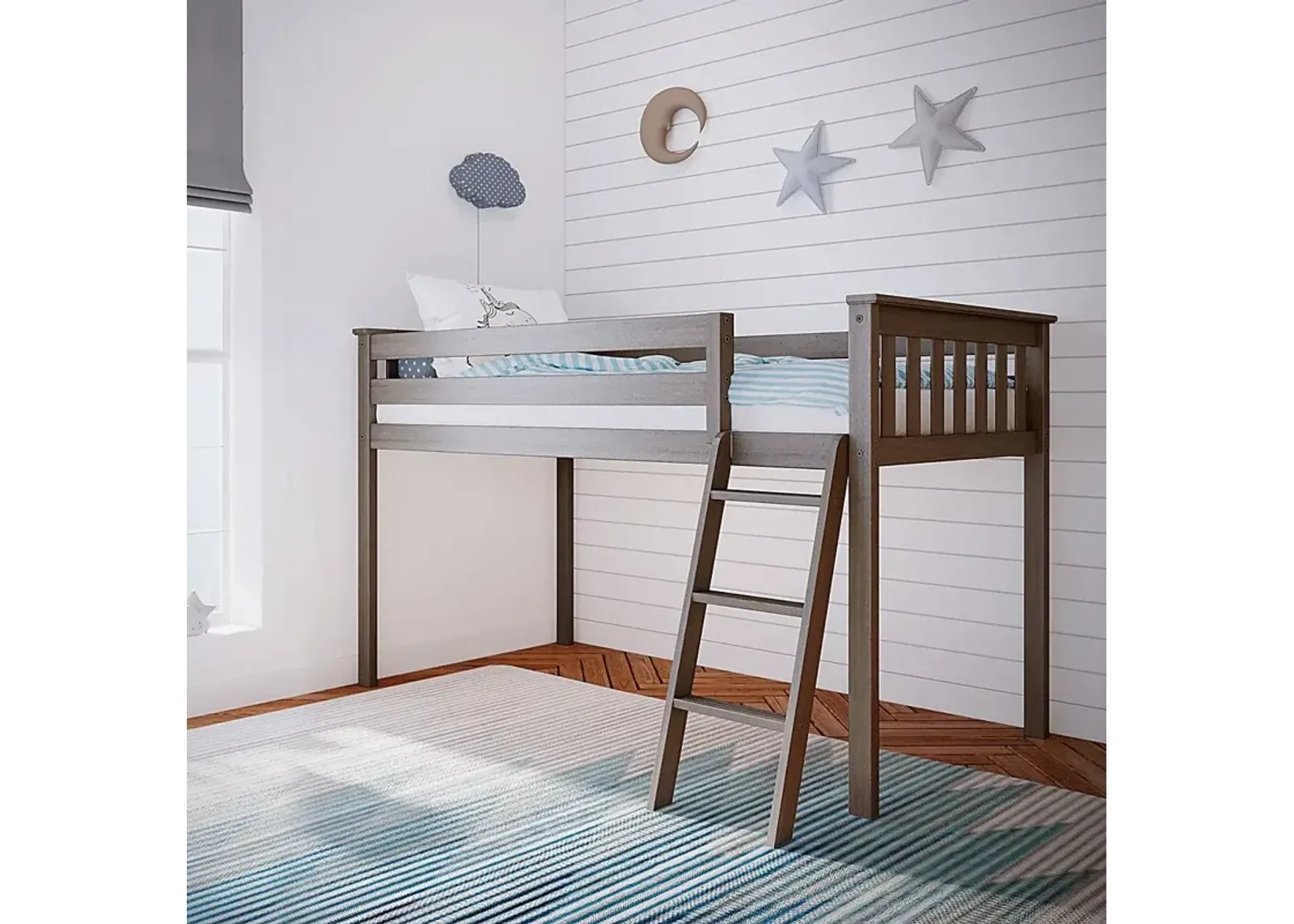 Kids Zahava Brown Twin Low Loft Bed