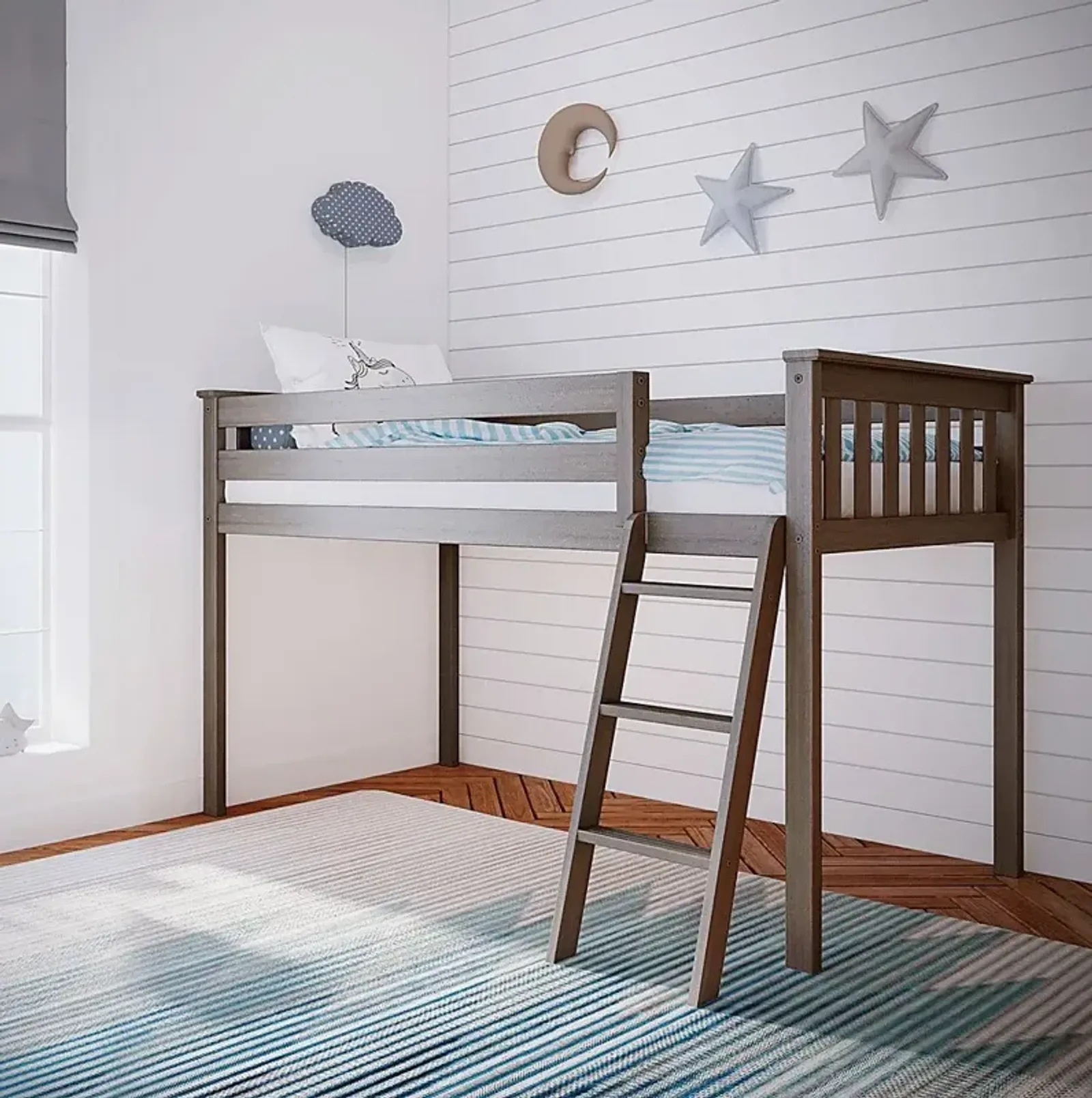 Kids Zahava Brown Twin Low Loft Bed