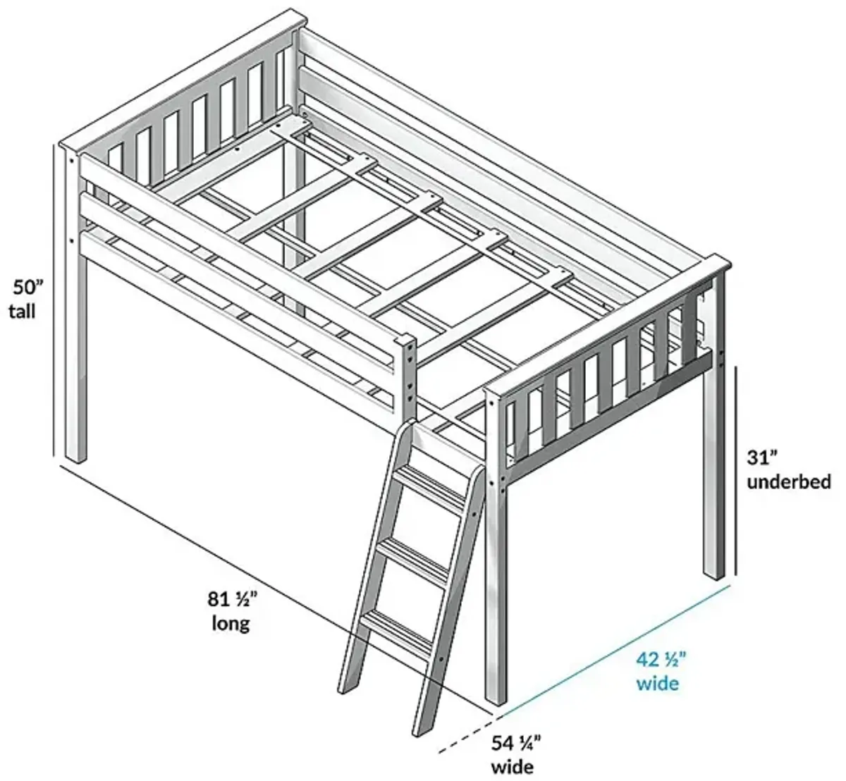 Kids Linnett White Twin Low Loft Bed with Purple Tent