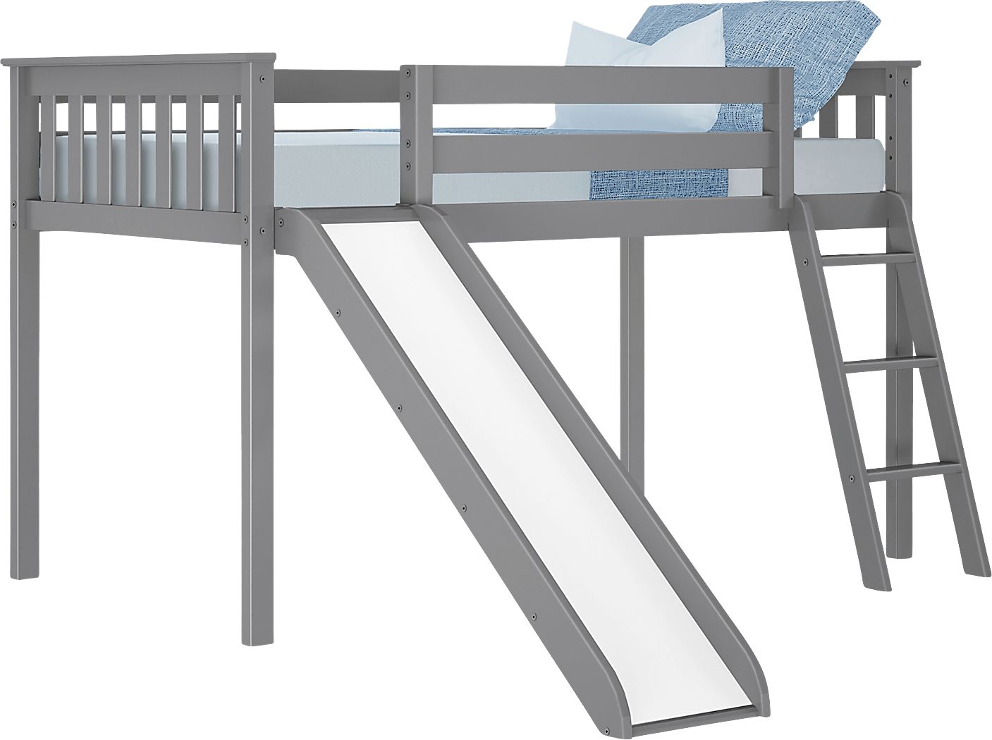 Kids Adeliza Gray Twin Low Loft Bed