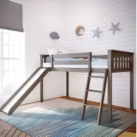 Kids Adeliza Brown Twin Low Loft Bed with Slide